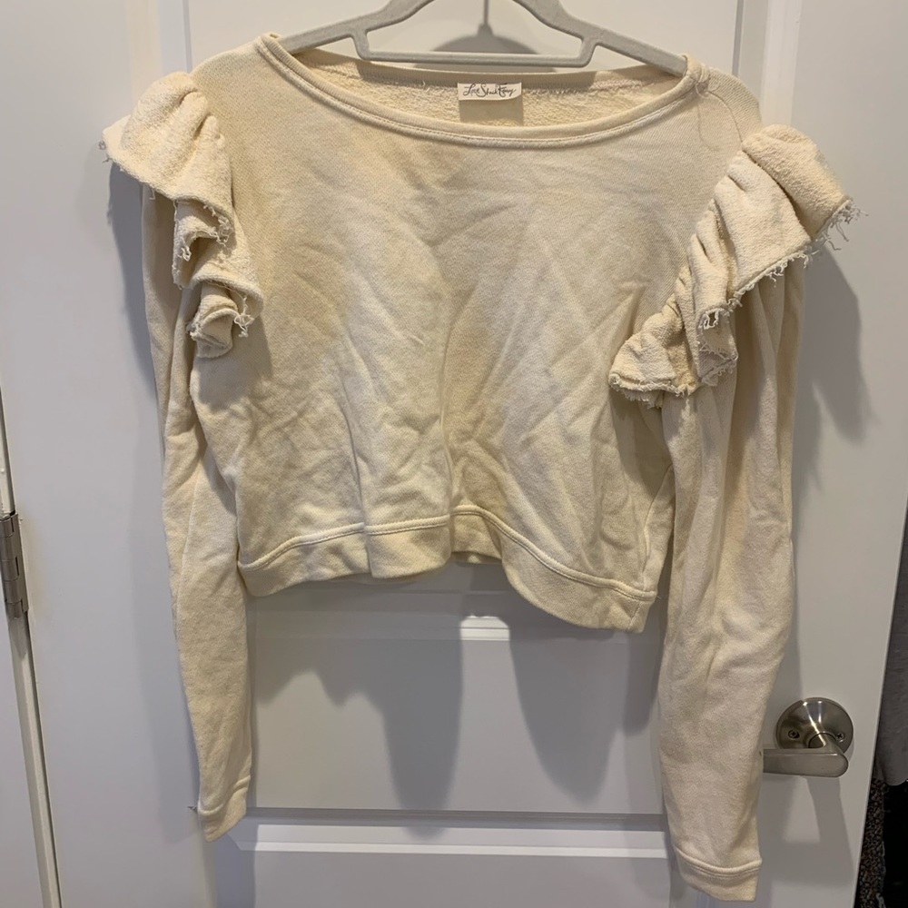 Love Shack Fancy Yellow Ruffle Sweatshirt